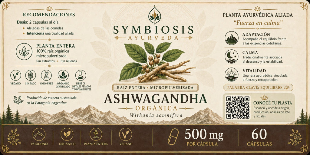 Symbiosis Ashwagandha - detalle de etiqueta