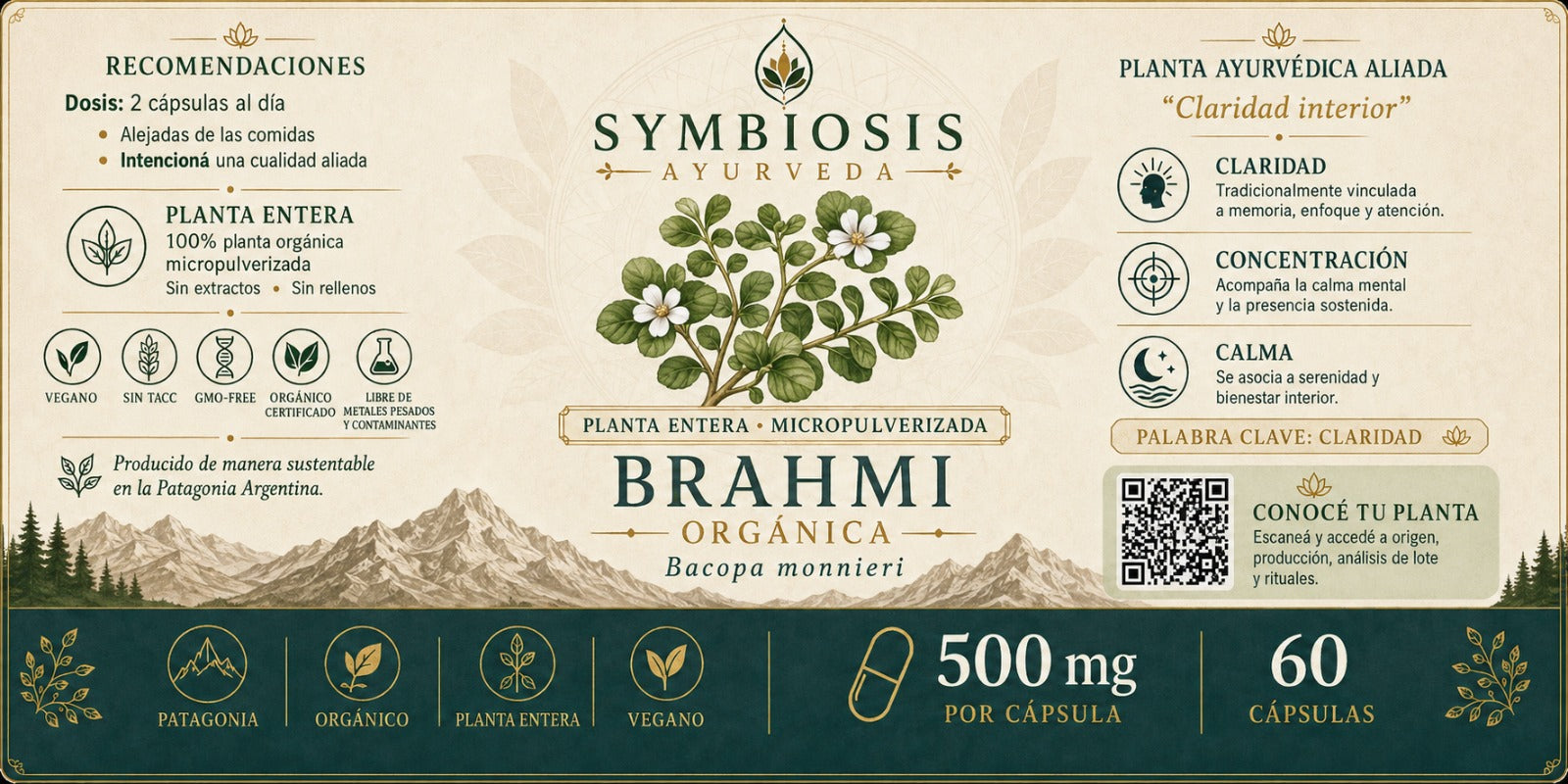 Symbiosis Brahmi - detalle de etiqueta