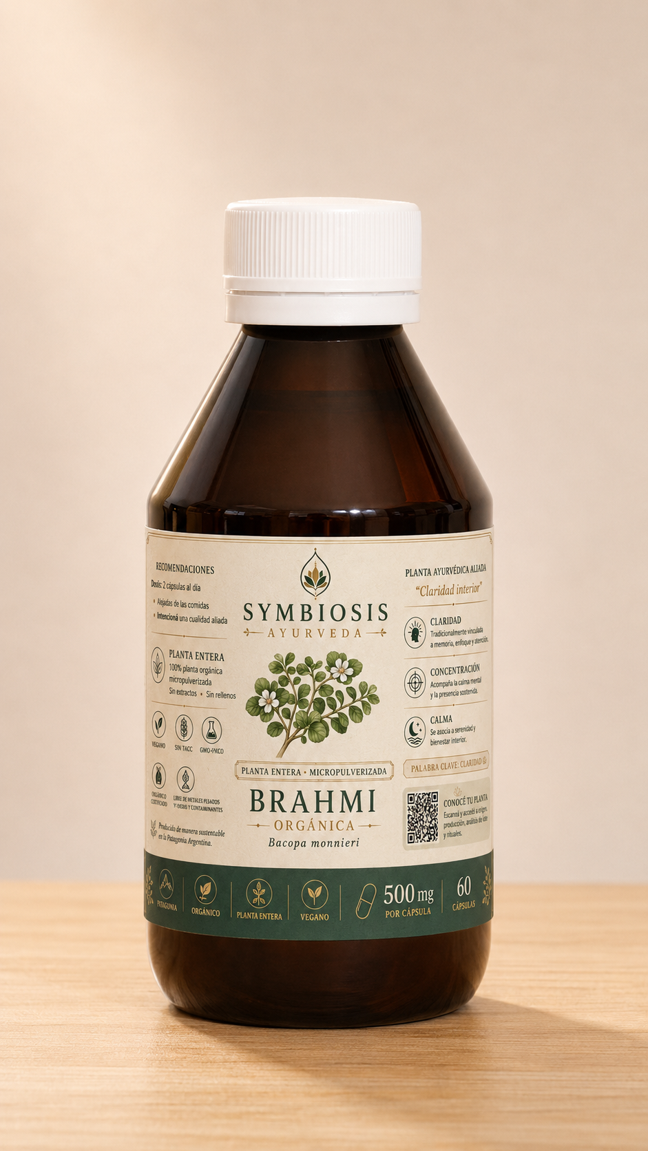 Symbiosis Brahmi - frasco 500mg planta pura micromolida