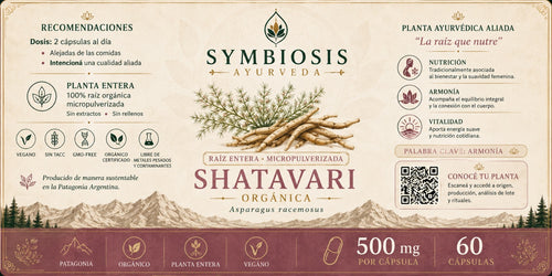 Symbiosis Shatavari - detalle de etiqueta