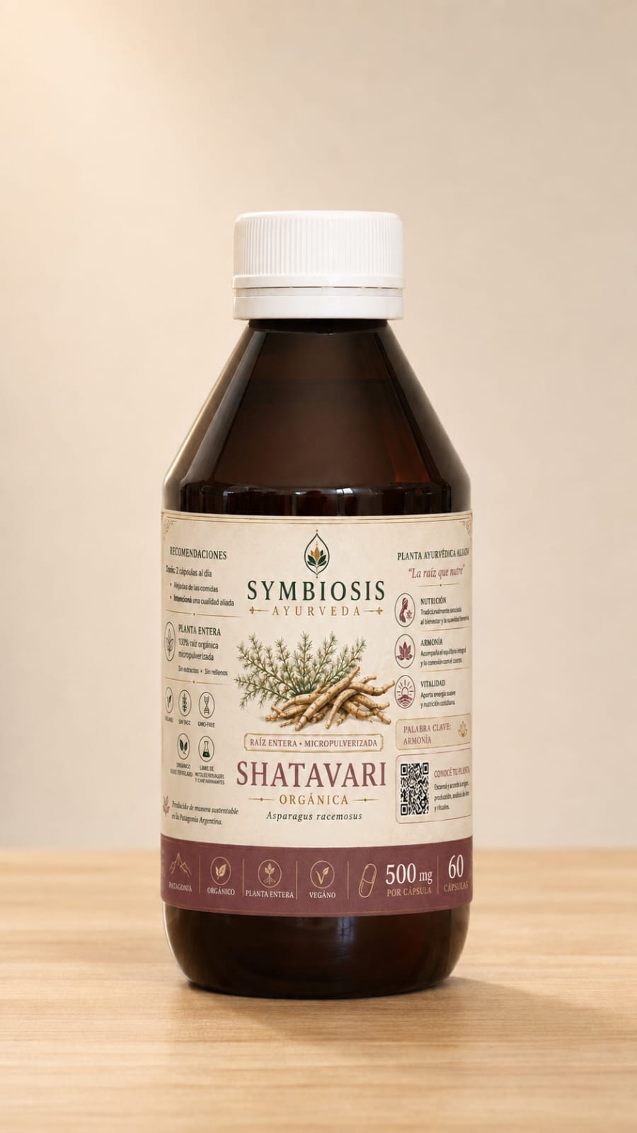 Symbiosis Shatavari - frasco 500mg raíz pura micromolida