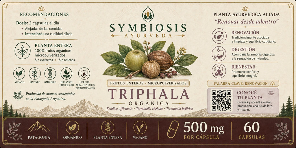 Symbiosis Triphala - detalle de etiqueta